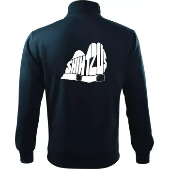 Pánská mikina Shih-tzu - nápis v těle - Mikina bez kapuce Adventure - S ( Námořní modrá (velmi tmavá - téměř černá) )