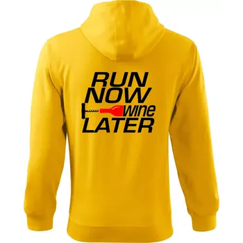 Pánská mikina Run now Wine later - Mikina s kapucí na zip trendy zipper - S ( Žlutá )