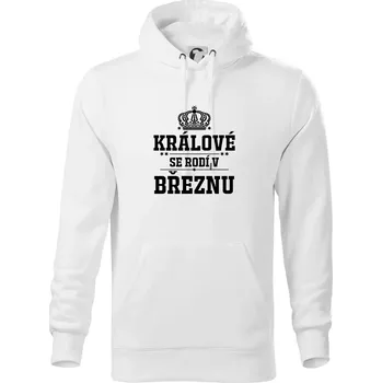 Pánská mikina Králové se rodí v březnu - Mikina pánská Cape s kapucí - 4XL ( Bílá )