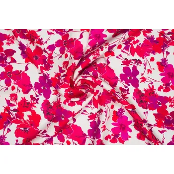 Popelín šatovka, 100% lyocell, červený květinový vzor, sartor.cz