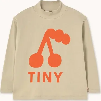 Chlapecké tričko Dětské bavlněné tričko s dlouhým rukávem Tinycottons CHERRY GRAPHIC RIB MOCKNECK béžová barva, s potiskem, AW25-329 AW25.329 80X, vel. 152