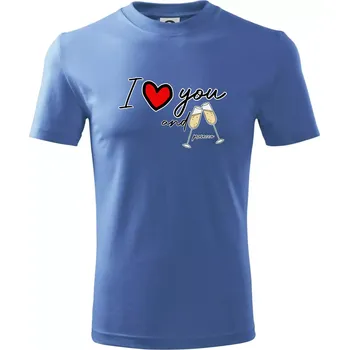 Chlapecké tričko I love you and prosecco - Tričko dětské bavlněné - 134 cm/8 let ( Azurově modrá )