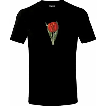 Červený tulipán - Tričko dětské bavlněné - 98 cm / 2 roky ( Černá )