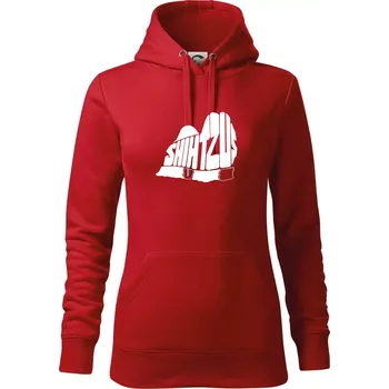 Dámská mikina Shih-tzu - nápis v těle - Mikina dámská Cape s kapucí - M ( Červená )