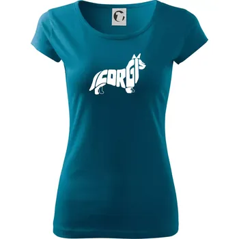 Dámské tričko Corgi - nápis v těle - Dámské triko Pure - XS ( Petrolejová )