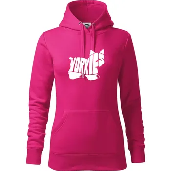 Dámská mikina Jorkšírský teriér - Yorkie - Nápis v těle - Mikina dámská Cape s kapucí - S ( Purpurová )