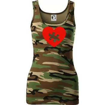 Láska puzzle - Dámské Maskáčové tílko - S ( Hnědý maskáč )