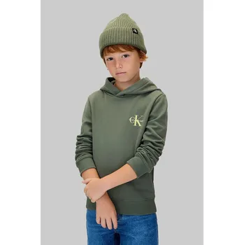 Dětská móda Dětská bavlněná mikina Calvin Klein Jeans IU0IU00712.9BYA zelená 87X, vel. 164
