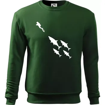 Pánská mikina Potápěč žraloci - Mikina Essential pánská - S ( Lahvově zelená )