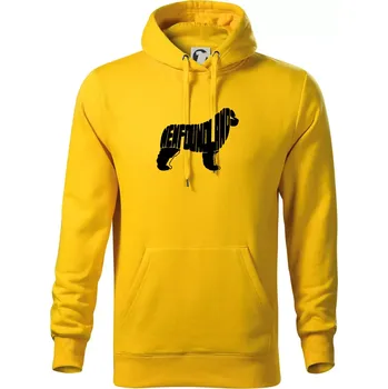Pánská mikina Novofundlandský pes - nápis v tělě - Mikina pánská Cape s kapucí - L ( Žlutá )