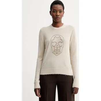 Dámský svetr Kašmírový svetr ZADIG&VOLTAIRE dámský, béžová barva, KWSW02805 01X, vel. L