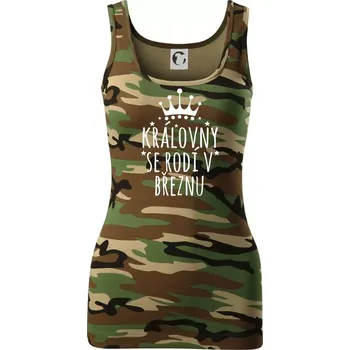 Dámské tričko Královny se rodí v březnu - Dámské Maskáčové tílko - M ( Hnědý maskáč )