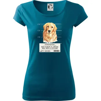 Dámské tričko Lump a darebák zlatý retrívr - Dámské triko Pure - M ( Petrolejová )