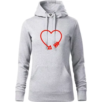 Dámská mikina Srdce šíp - Mikina dámská Cape s kapucí - XL ( Světlešedý Melír )