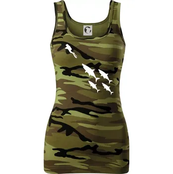 Dámské oblečení Potápěč žraloci - Dámské Maskáčové tílko - M ( Zelený maskáč )