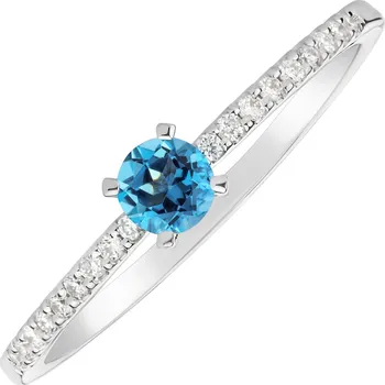 Prsten Prsten s diamanty a topazem swiss Gem Simplicity