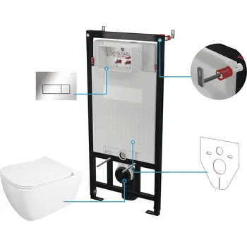 Klozet Deante WC set Hiacynt NEW 6v1, podomítkový systém + toaleta - CDYS6ZPW