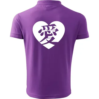 Pánská košile Láska japonština čínština - Polokošile pánská Pique Polo 203 - XL ( Fialová )