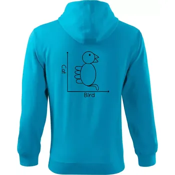 Pánská mikina Cat bird diagram - Mikina s kapucí na zip trendy zipper - S ( Světlý tyrkys )