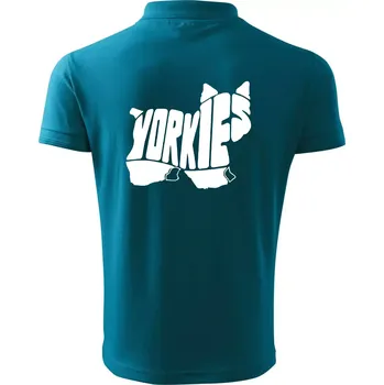 Pánská košile Jorkšírský teriér - Yorkie - Nápis v těle - Polokošile pánská Pique Polo 203 - 4XL ( Tmavý tyrkys )