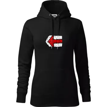 Dámská mikina Párová turistická značka červená - Mikina dámská Cape s kapucí - XS ( Černá )