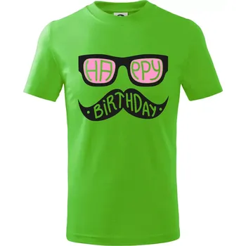 Chlapecké tričko Mustache narozeniny - brýle - Tričko dětské bavlněné - 98 cm / 2 roky ( Apple Green )