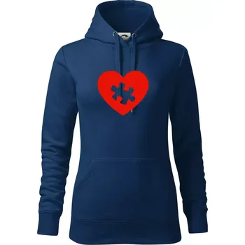Dámská mikina Láska puzzle - Mikina dámská Cape s kapucí - XL ( Půlnoční modrá )