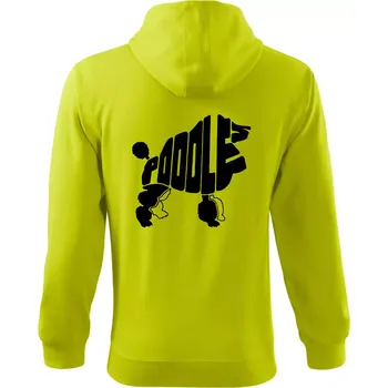 Pánská mikina Pudl - nápis v těle - Mikina s kapucí na zip trendy zipper - 2XL ( Limetková )