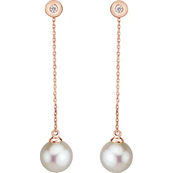 Náušnice Náušnice s diamantem a bílou sladkovodní perlou Pearl Fall