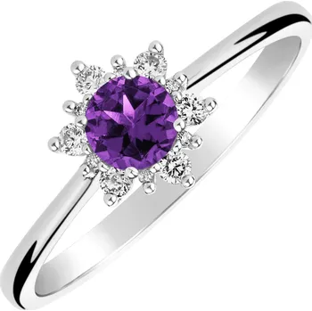 Prsten Prsten s diamanty a ametystem brazil Glowing Starlet