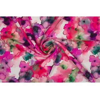 Lehký popelín šatovka, směs viskózy, nylonu a lnu, růžový květinový vzor, sartor.cz