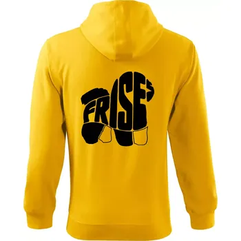 Pánská mikina Bišonek - fries nápis v těle - Mikina s kapucí na zip trendy zipper - L ( Žlutá )