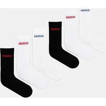 Pánské ponožky Ponožky HUGO 6P QS RIB LOGO CC 6-pack pánské, černá barva 50510187 99E, vel. 39-42