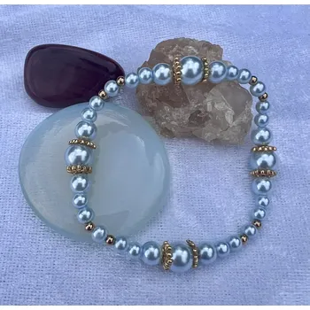 Náramek Alada beauty Perličkový náramek Princess modrá ledová + zlatá