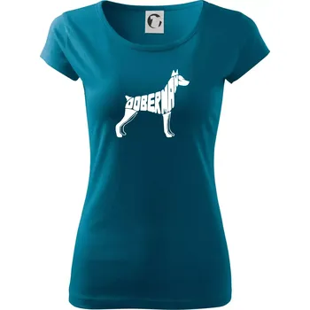 Dobrmans - nápis v tělě - Dámské triko Pure - M ( Petrolejová )