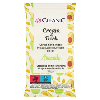 Papírový ubrousek Cleanic Cream&Fresh ubrousky na ruce avokádo, 15 ks/1 bal