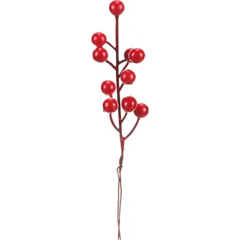 umělá květina Bobule na drátku - červené, cena za balení (24 ks) - PRA019 RED
