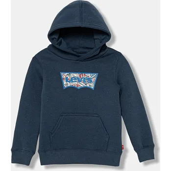 Chlapecká mikina Dětská mikina Levi's ON THE ROAD BATWING HOODIE 8EP036 námořnická modř 59X, vel. 110