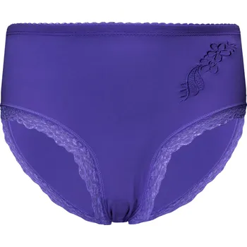 Kalhotky FINE WOMAN Dámské kalhotky 9009 s krajkou v nohavičkách a ozdobným lemem Barva: fialová, Velikost: M/L