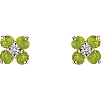 Náušnice Náušnice s diamantem a peridoty Divine Bloom