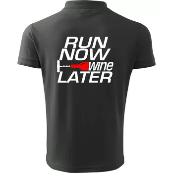Pánská košile Run now Wine later - Polokošile pánská Pique Polo 203 - L ( Tmavá břidlice (šedá se zeleným nádechem) )