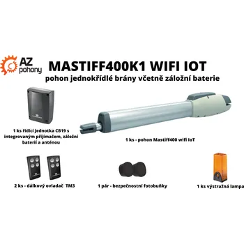 Mastiff400K1 WIFI IOT - pohon jednokřídlé brány včetně záložní baterie