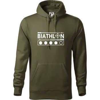 Pánská mikina Biathlon terč a hůlky - Mikina pánská Cape s kapucí - XL ( Military )