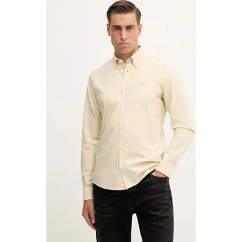 Pánská košile Bavlněná košile BOSS H-ROAN-BD-E-C1-253 pánská, béžová barva, regular, s límečkem button-down, 50544917 12X, vel. L