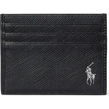 Peněženka Kožené pouzdro na karty Polo Ralph Lauren pánské, černá barva, 405931677 99X, vel. ONE SIZE