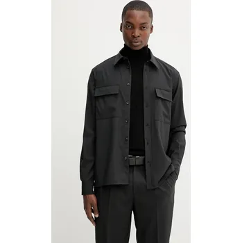 Pánská košile Vlněná košile BARENA VENEZIA Camicia Den pánská, černá barva, regular, s klasickým límcem, CAU5267.478 99X, vel. 52