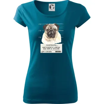 Dámské tričko Lump a darebák mopsík - Dámské triko Pure - M ( Petrolejová )