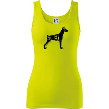 Dámské tričko Dobrmans - nápis v tělě - Dámské tílko - XL ( Limetková )