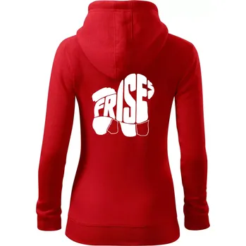 Dámská mikina Bišonek - fries nápis v těle - Dámská mikina trendy zipper s kapucí - S ( Červená )