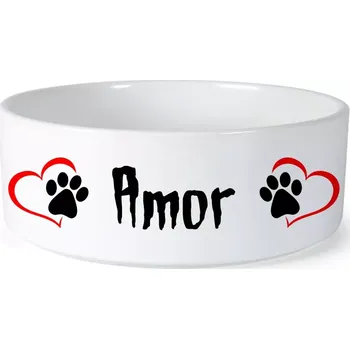 Miska pro psa Miska pro psa se jménem Amor (Keramická miska na krmivo pro psy)